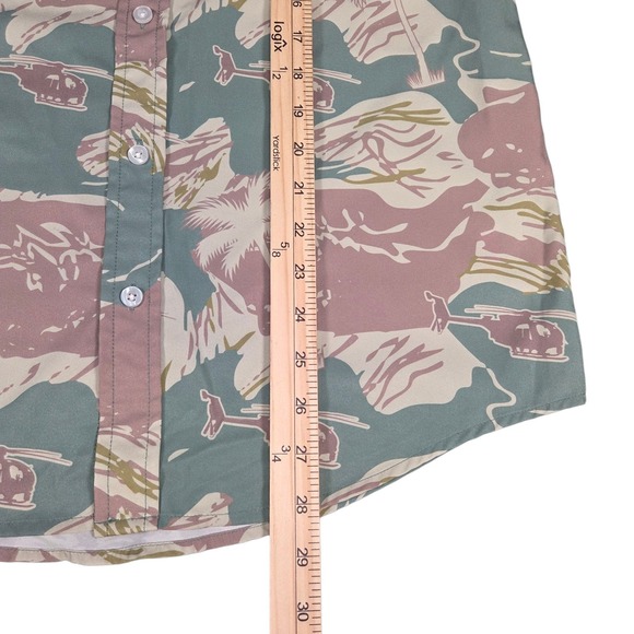 Savage Tacticians Shirt Mens Small‎ Helicopter Camo Hawaiian Snap Buttons - Picture 8 of 8